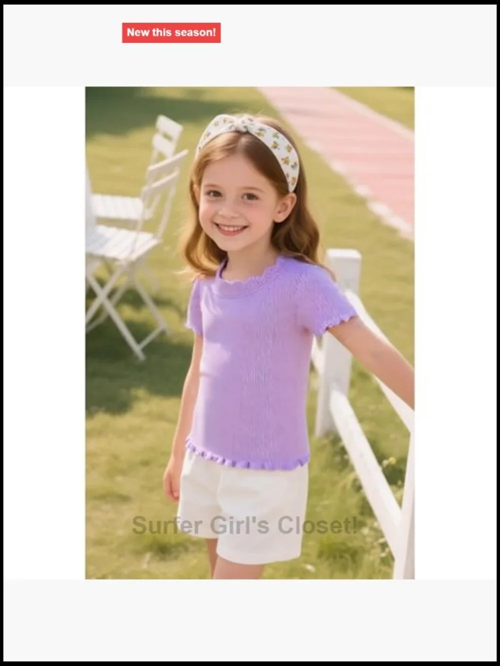 Girls Summer Ribbed Knit Short Sleeve T-Shirts Lettuce Trim Casual Blouse Tops